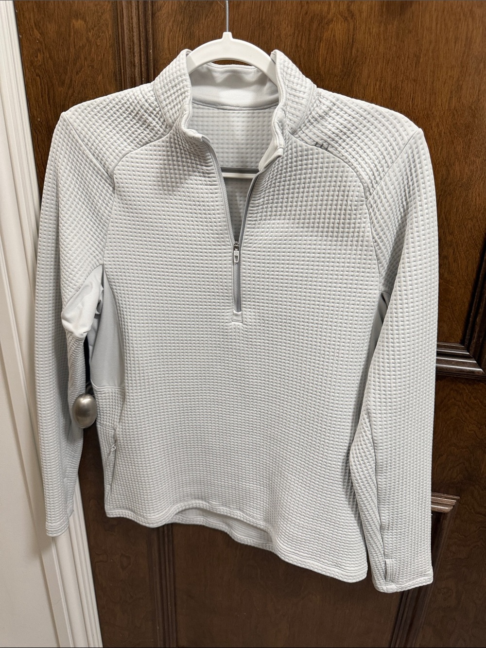 lululemon athletica Men's Light Gray Waffle-Knit Half-Zip Pullover